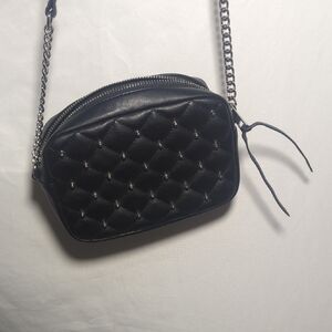 Rebecca Minkoff Black Quilted Crossbody Silver Chain Studs 7x5